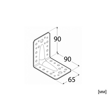 Широка усилена ъглова планка DMX KP 1 - 90 x 90 x 65 мм