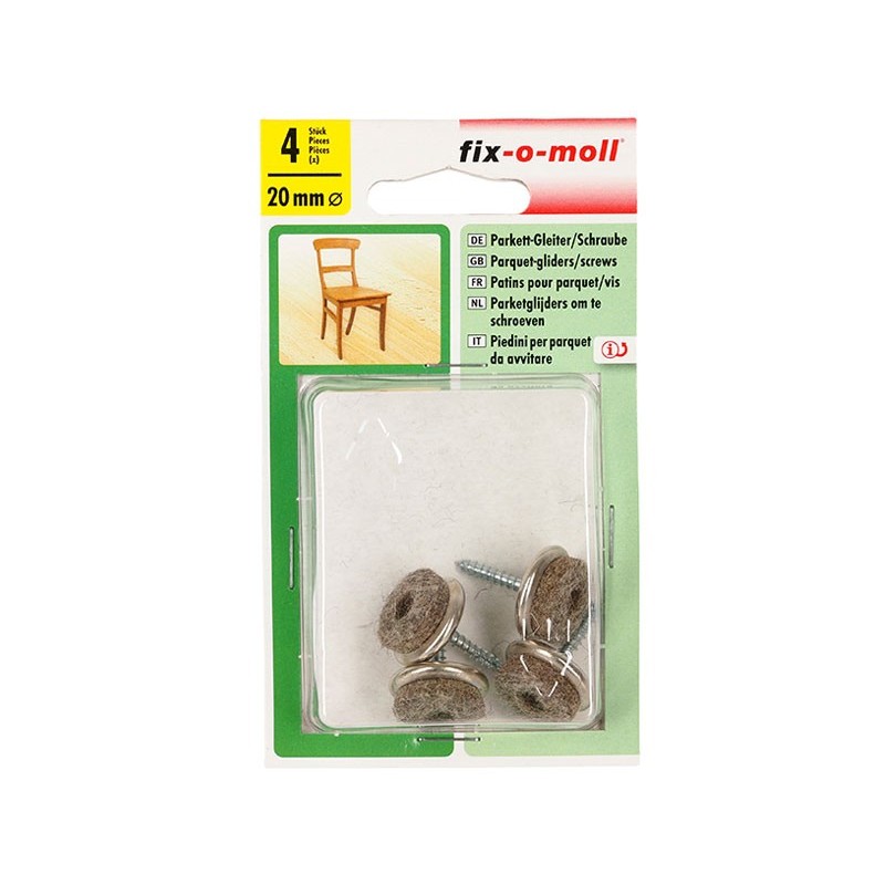 Вълнени плъзгачи с винт за крака на мебели Fix-o-moll - ф20 мм, 4 бр.