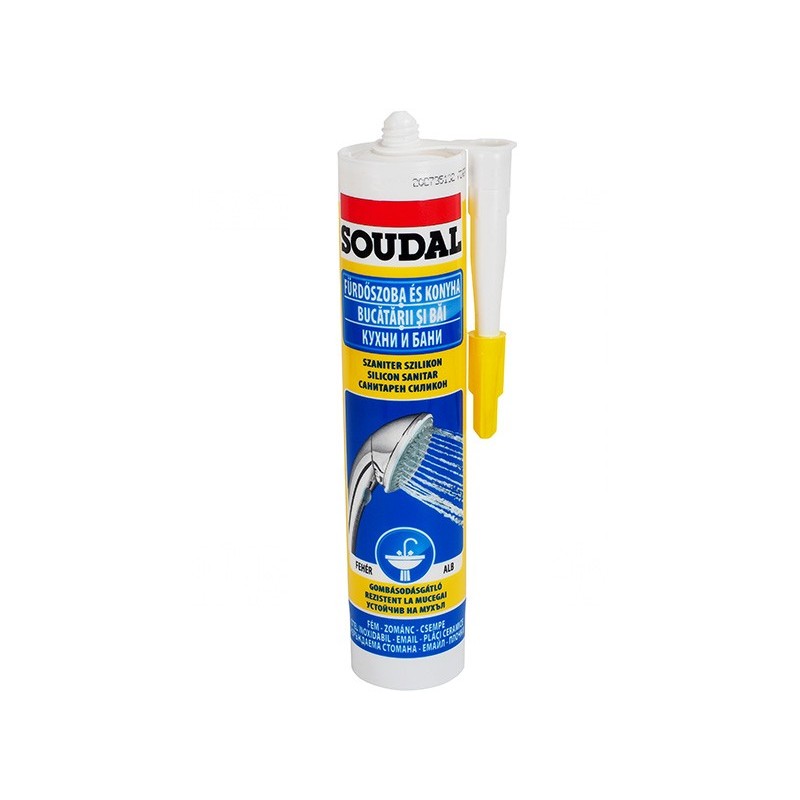 Санитарен силикон за кухни, бани и влажни помещения Soudal - 280 мл, Бял