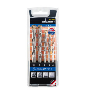 Комплект свредла за плътни тухли и естествен камък Alpen Long Life TSS 5