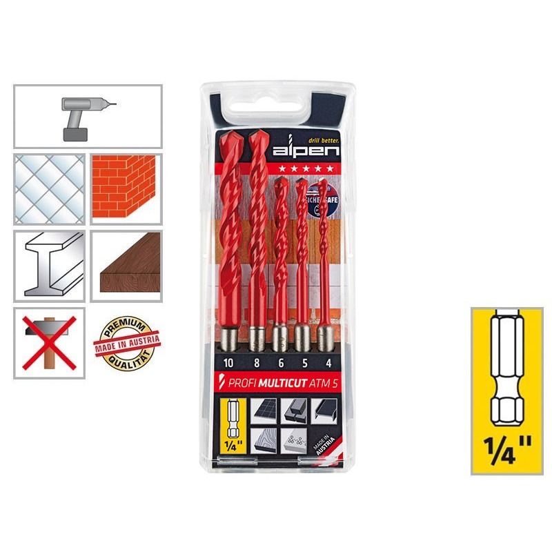 Alpen Profi Multicut ATM 5 Universal Drill Bits Set