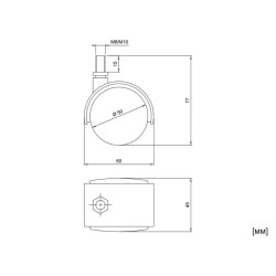 KDS-50 M8 Furniture Stem Castor With Bolt - ∅50 mm