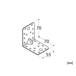 DMX KP 4 Wide Strengthened Angle Bracket - 70 x 70 x 55 mm
