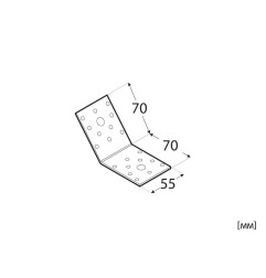 Метална ъглова планка с перфорация DMX KLR 2 - 70 x 70 x 55 мм, 135°