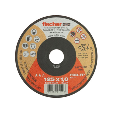Тънък диск за рязане на стомана и неръждаема стомана Fischer Profi - 125 x 1.0 мм
