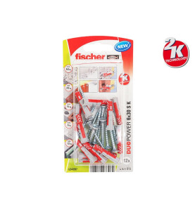 Комплект универсални дюбели с винт Fischer DUOPOWER S K - 6 x 30 мм, 12 бр.