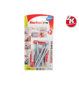 Fischer DUOPOWER S K Universal Plugs With Screw - 8 x 40 mm