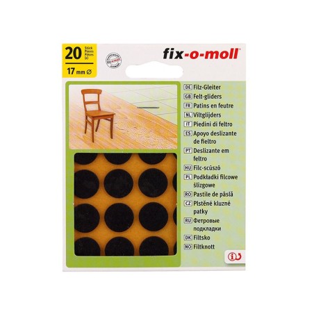 Self-adhesive Felt-gliders Fix-o-moll - 17 mm, 20 pc., Brown