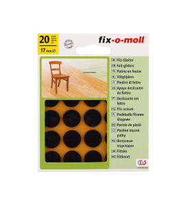 Self-adhesive Felt-gliders Fix-o-moll - 17 mm, 20 pc., Brown