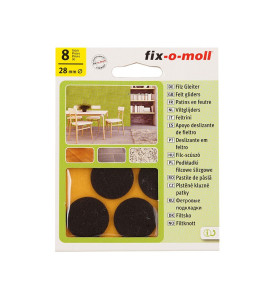 Самозалепващи плъзгачи за крака на мебели Fix-o-moll - 28 мм, 8 бр., Кафяви