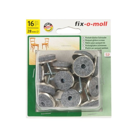 Fix-o-moll Parquet-gliders With Screw - 28 mm, 16 pc.