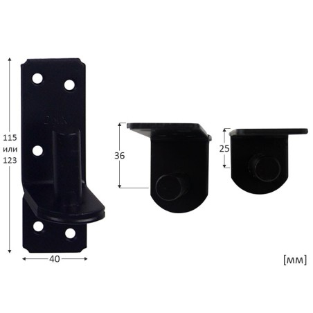 DMX ZP Gate Strap Hinge - 600 mm, ∅16 мм, Black