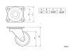 Гумирано многопосочно мебелно колелце с лагерна планка KM-LAG - ф38 мм, Схема
