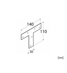 KT 140 T-type Flat Metal Plate - 140 х 110 х 30 mm, Scheme
