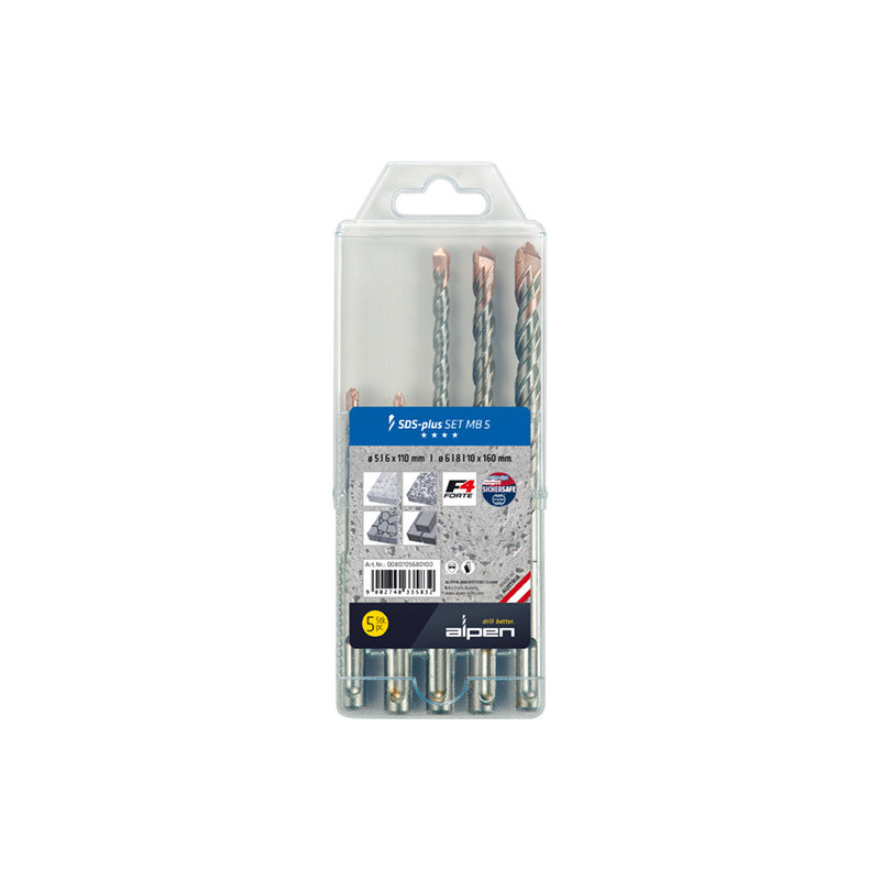 Alpen MB 5 SDS-plus F4 Forte Hammer Drill Bits Set