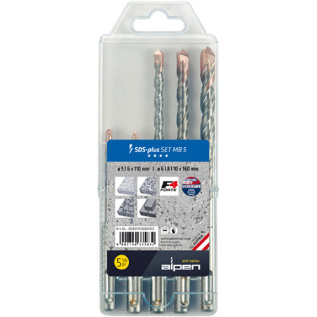 Alpen MB 5 SDS-plus F4 Forte Hammer Drill Bits Set