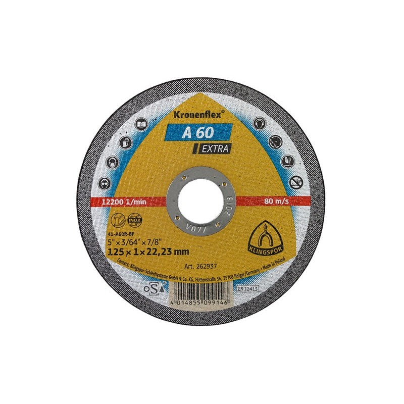 Диск за рязане на стомана Klingspor Kronenflex A 60 Extra - 125 x 1.0 x 22.23 мм