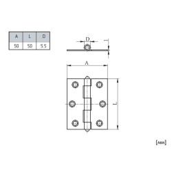 Metal Pivot Furniture Hinge - 50 х 50 mm