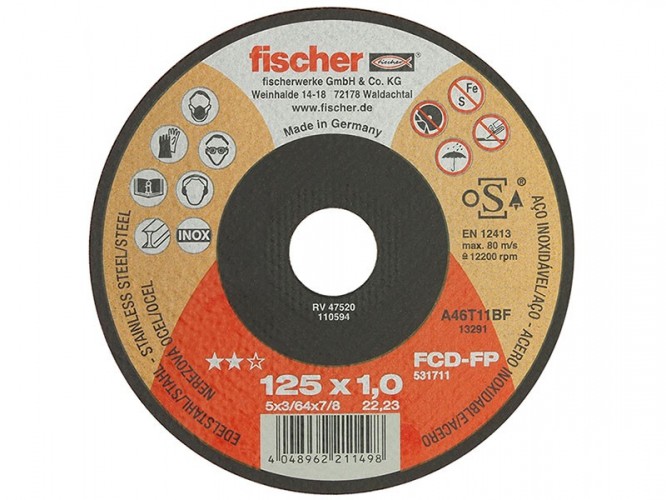 Тънък диск за рязане на стомана и неръждаема стомана Fischer Profi - 125 x 1.0 мм