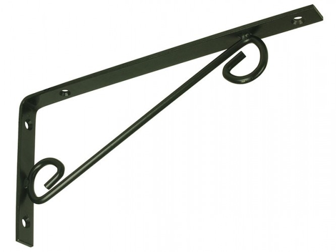Декоративна ъглова конзола за дървени рафтове WOP - 250 x 125 мм, Черен