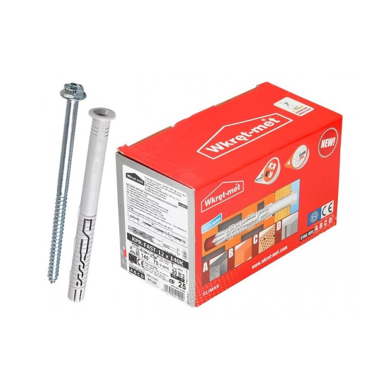 Wkret-met KPR-FAST 12 K Frame Plugs With Hex & Torx Head Screw - 12 x 180 mm, 25 pcs