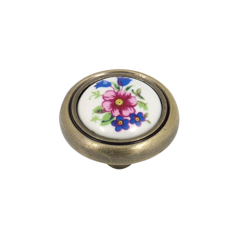 KAMA 3350 Retro Furniture Handle - Blue Flower, With Screw