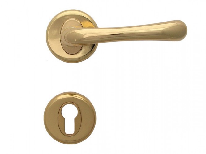 Draco Door Handle - For Cylinder, Gold