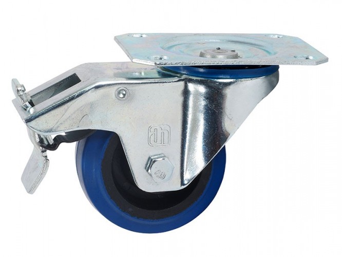 372091 Ball-bearing Swivel Castor With Plate And Brake - 80 mm