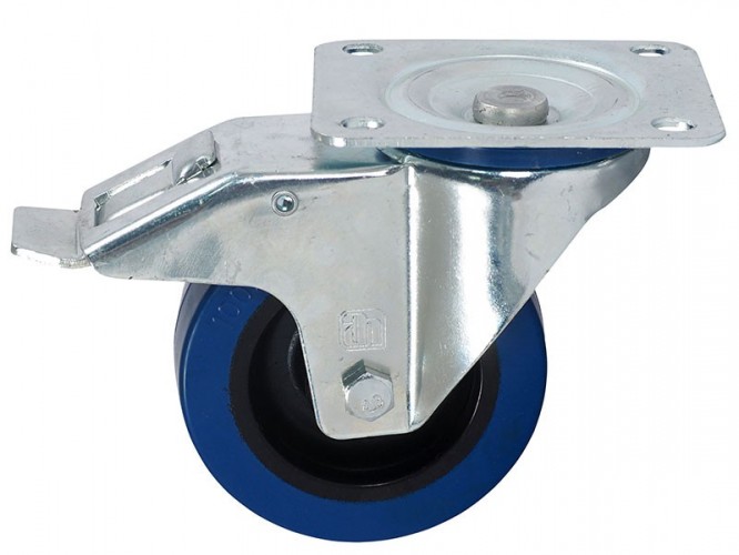 372191 Ball-bearing Swivel Castor With Plate And Brake - 100 mm