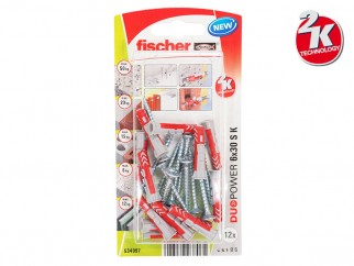 Fischer DUOPOWER S K Universal Plugs With Screw - 6 x 30 mm