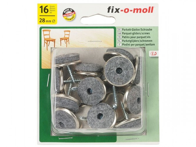Fix-o-moll Parquet-gliders With Screw - 28 mm, 16 pc.
